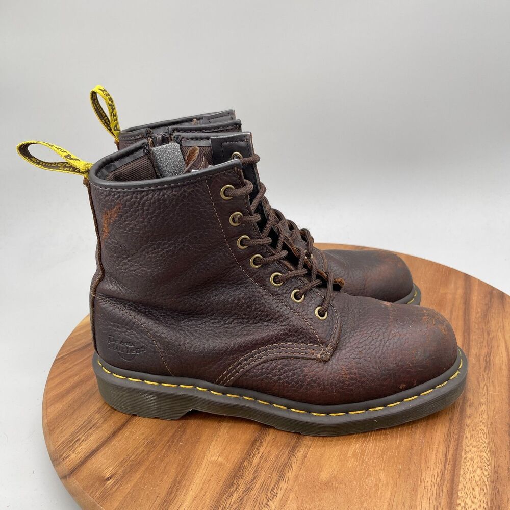 Dr. Martens Industrial Boots Womens Size 9 Brown Leather Steel Toe Safety Work